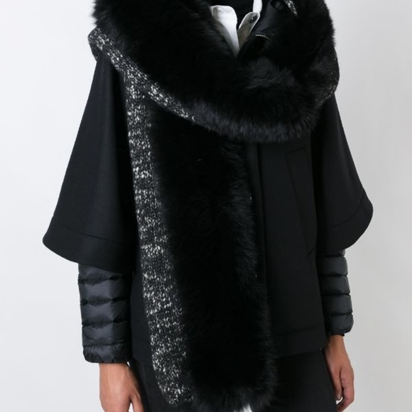 BNWT Authentic Moncler Black Fox Fur Knit Scarf - Picture 8 of 8